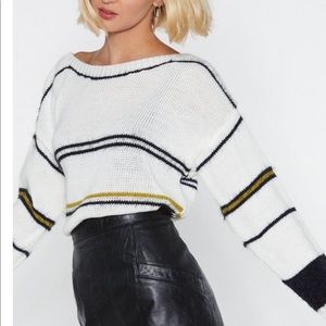 Nary gal new school robbed sweater in white